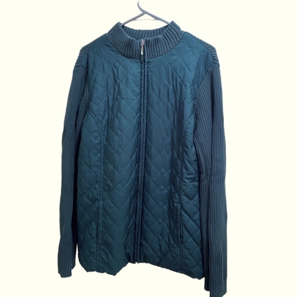 Croft & Barrow Quilted Full Zip Jacket, Women’s size 1X Color‎ is Green